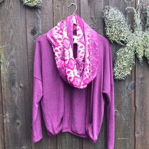 Lightweight cardigan w/matching infinity scarf